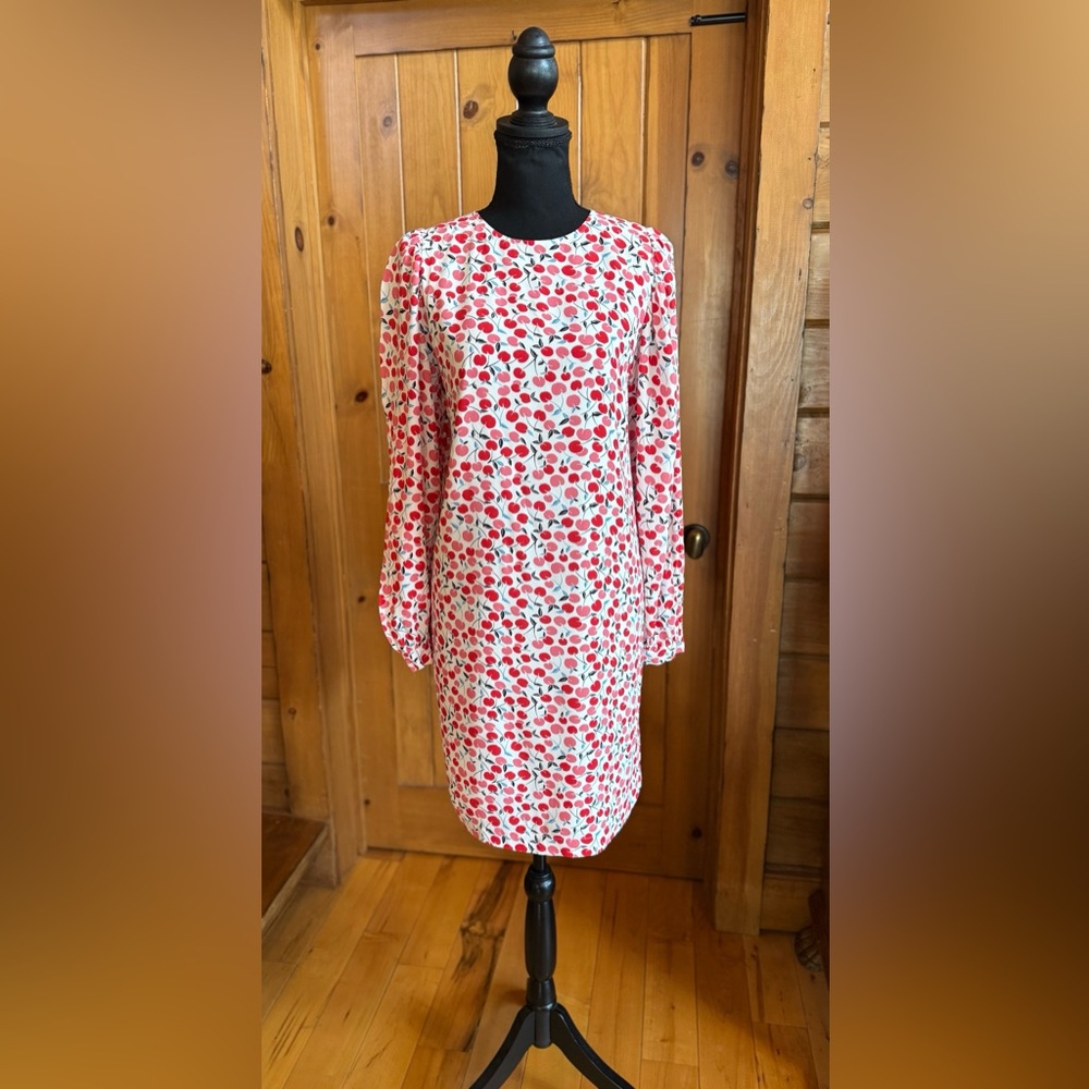 LOFT Cherry Print Balloon Sleeve Swing Dress (M) - Picture 3 of 17
